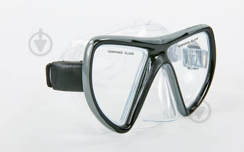Маска для плавания planeta-sport в пластиковом боксе Legend M269-PVC Черный-серый