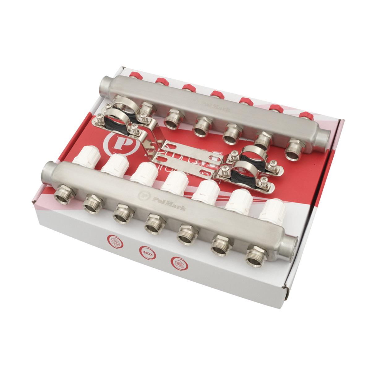 Коллектор Polmark 1x3/4 7 выходов с термоклапанами без евроконусов - фото 3 Коллектор Polmark 1x3/4 7 выходов с термоклапанами без евроконусов - фото 3