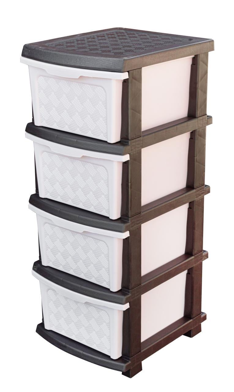 Комод пластиковый R-Plastic 04014 Компакт на 4 ящика 86x40x34 см Пудровый/Коричневый (5157-ПДКР) Комод пластиковый R-Plastic 04014 Компакт на 4 ящика 86x40x34 см Пудровый/Коричневый (5157-ПДКР)