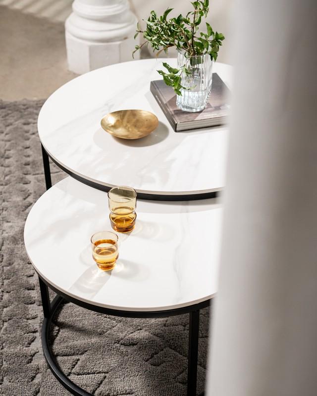 Журнальный стол Лоренза комплект 2 шт. 800х450 мм/600х400 мм Каса вайт/Черный (30995615) - фото 8