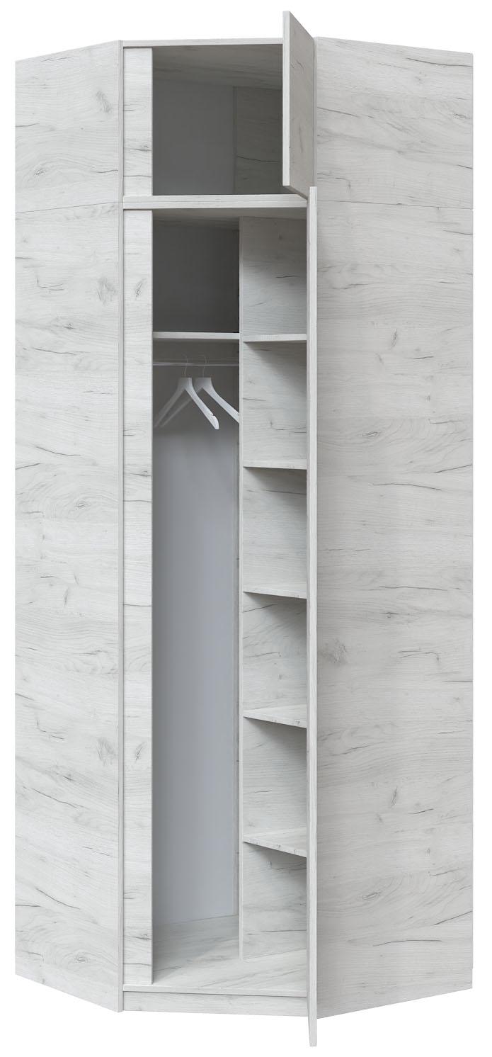 Шкаф угловой с зеркалом Мастер Форм Брайт 850х520х2400 мм Дуб крафт белый (32279) - фото 2 Шкаф угловой с зеркалом Мастер Форм Брайт 850х520х2400 мм Дуб крафт белый (32279) - фото 2