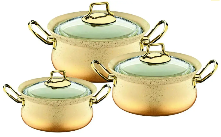 Набір посуду OMS з антипригарним покриттям 6 предметів (3047-cream)