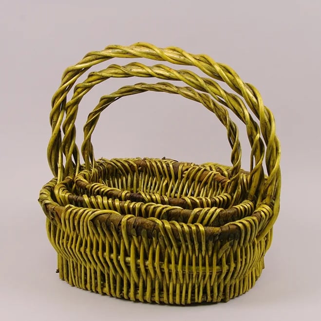 Комплект корзин из лозы Flora 3 шт. Зеленый (37537)