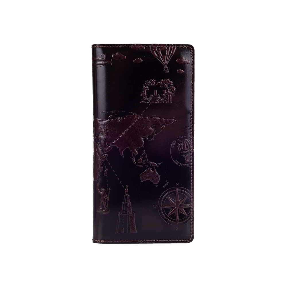 Кошелек 7 Wonders of The World из глянцевой натуральной кожи и отделением для монет на кнопках Коричневый (WP-05-C19-1314-T002)