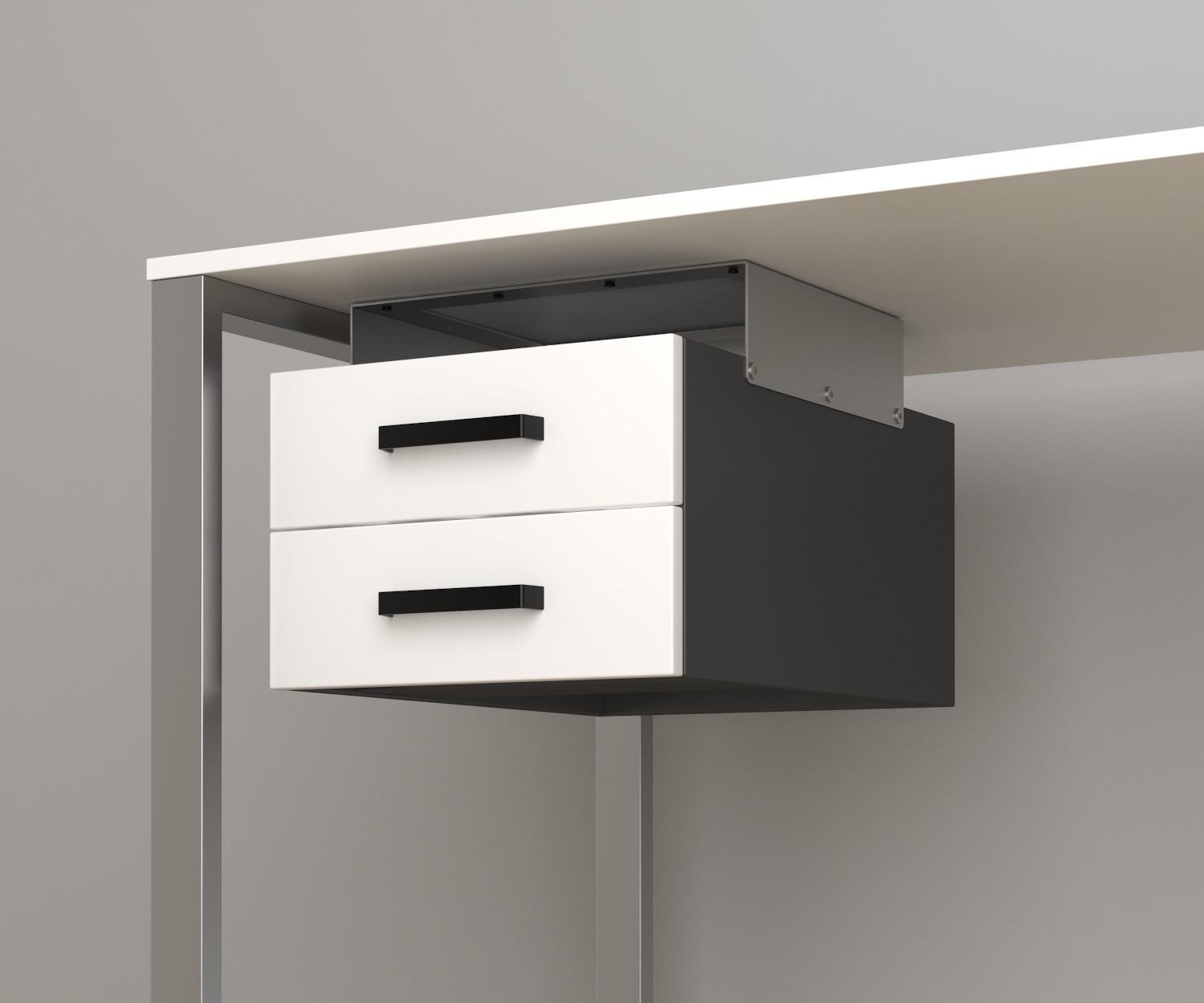 Навесной ящик двойной для стола Loft Design BX-2 Белый/Серебристый (12517799)