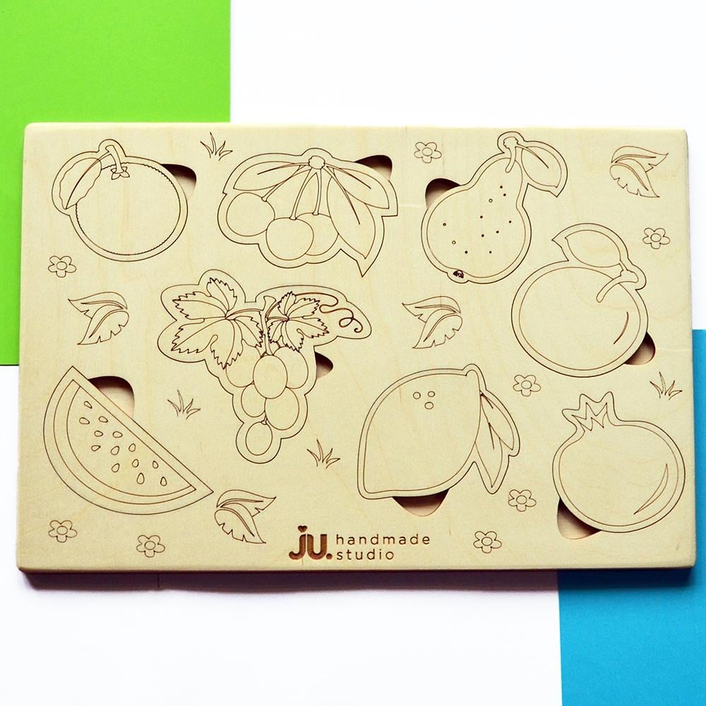 Деревянный пазл сортер Фрукты-ягоды 30х20 см