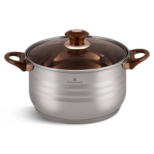 Набор кастрюль Edenberg из нержавеющей стали с коричневыми ручками 12 предметов - фото 2