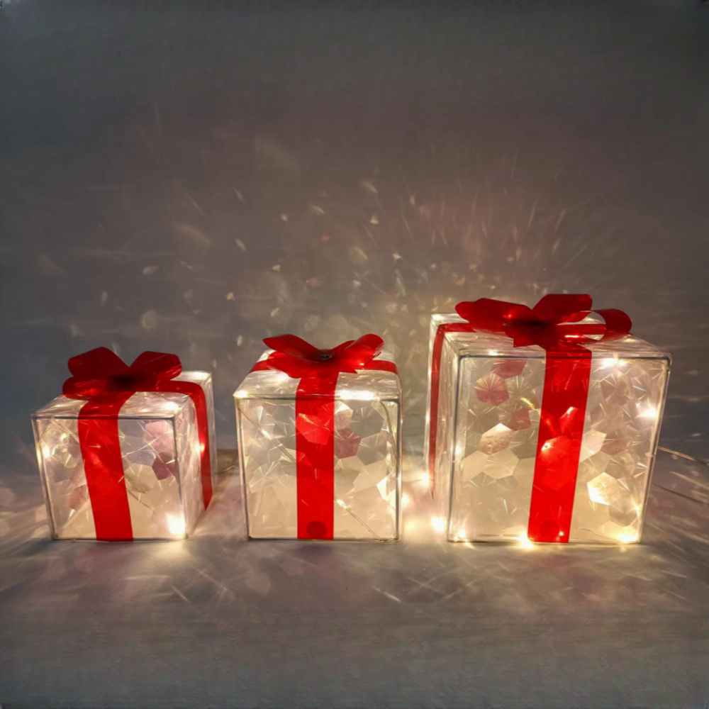 Набір декоративних новорічних світильників у вигляді подарункових коробок 3 шт. 15 см/20 см/25 см) LED USB 8 режимів (MA760) - фото 4 Набір декоративних новорічних світильників у вигляді подарункових коробок 3 шт. 15 см/20 см/25 см) LED USB 8 режимів (MA760) - фото 4