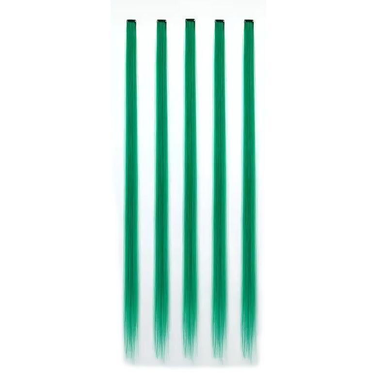 Пряди для волос на заколках-клипсах 55 см 5 шт. Зеленый (2610823804)