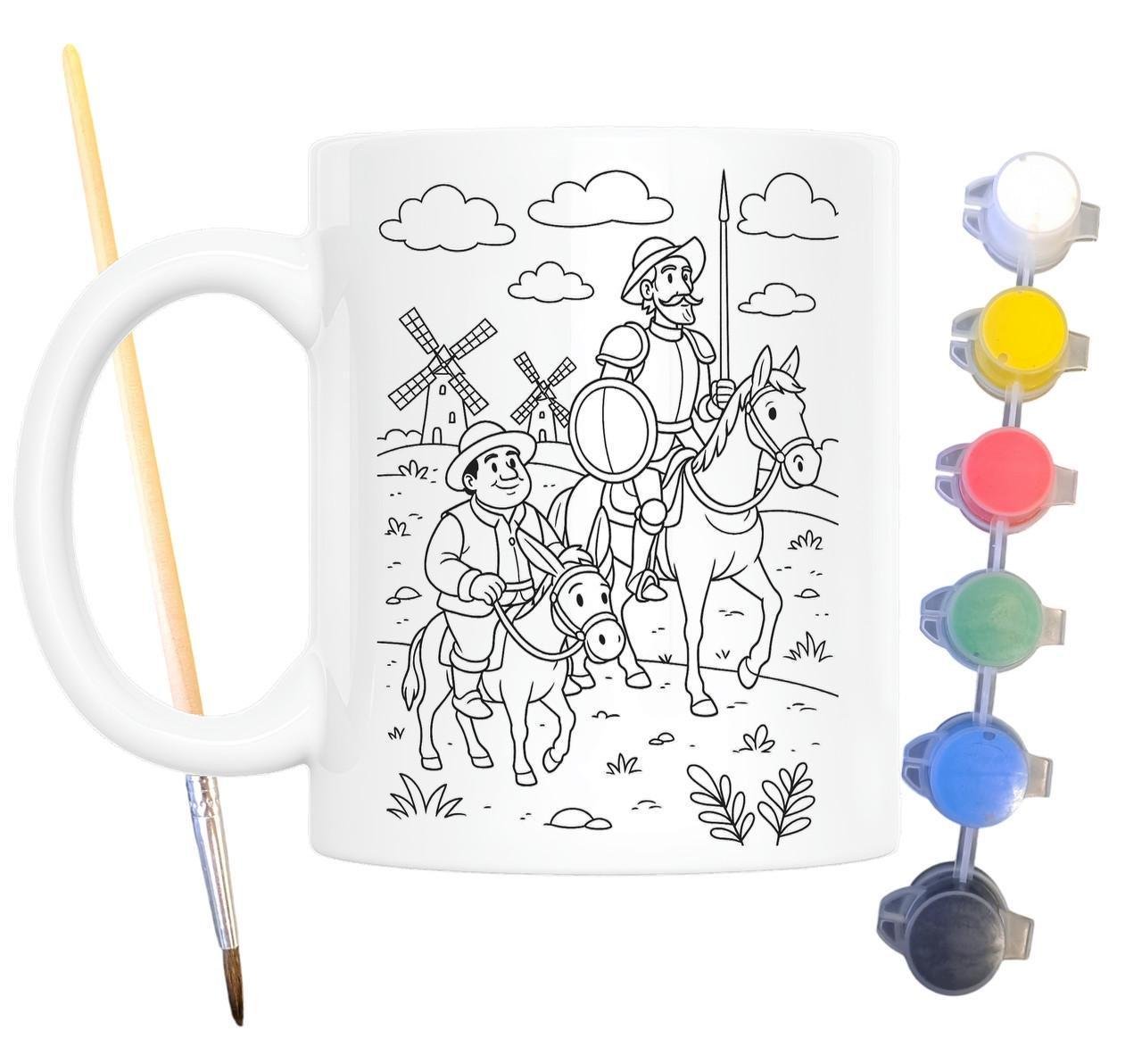 Набір для творчості кружка розмальовка за мотивами Дон Кіхот Мигель де Сервантес 330 мл Білий (КР0172)