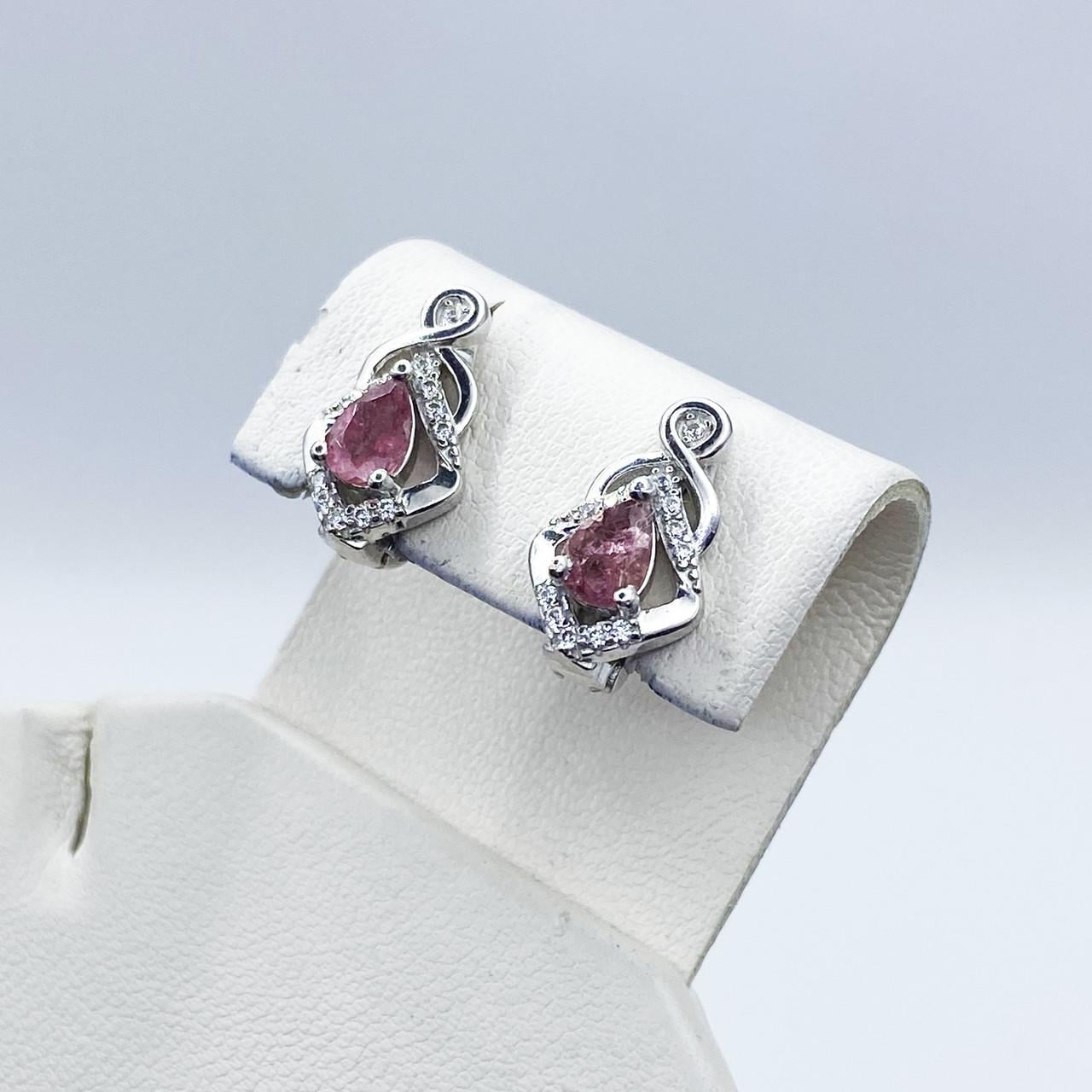Серьги серебряные с турмалином 3,56 г (2348213354)