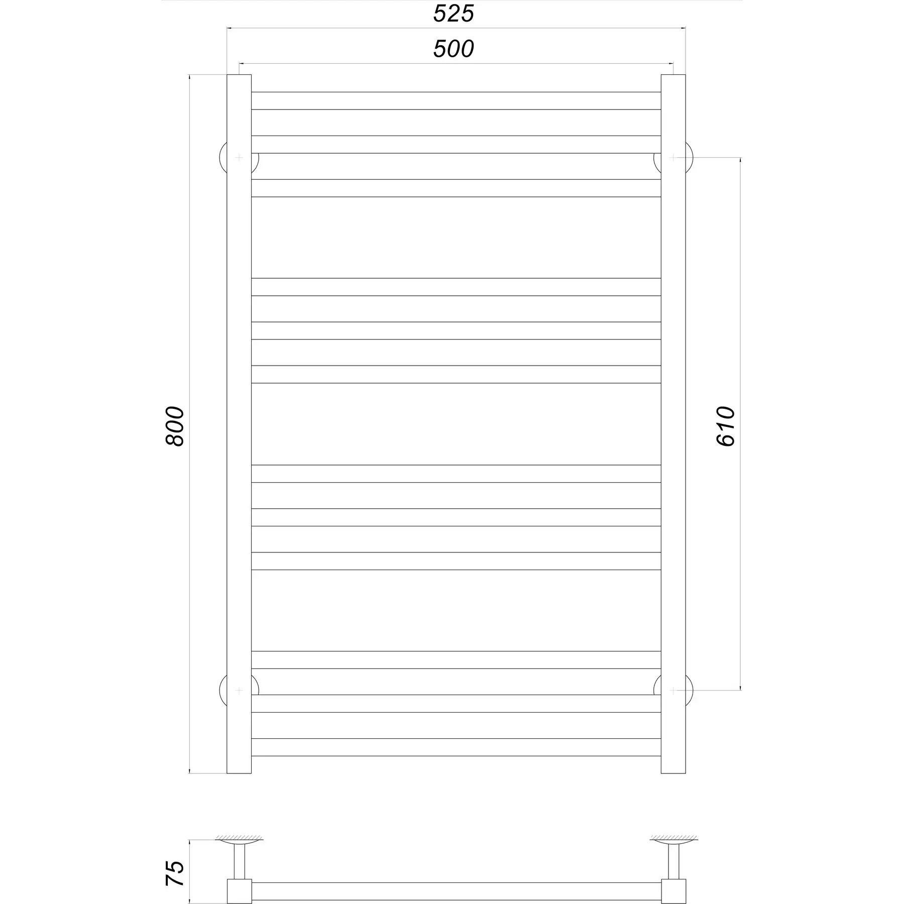 Полотенцесушитель водяной UNIO MS W 800-500-12 Модена (GSR-000022544) - фото 4