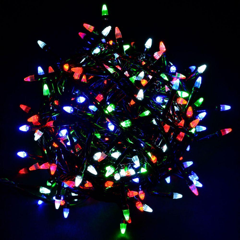 Гирлянда нить Конус RGB на черной проволоке 200LED 10 м Разноцветный (SZ-1220-01)