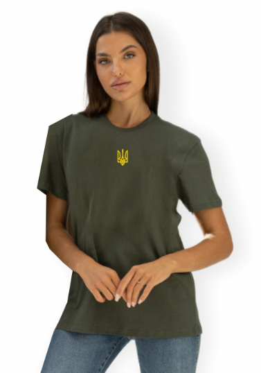 Футболка женская GBI Тризуб хлопковая M Хаки (13703-Ж)