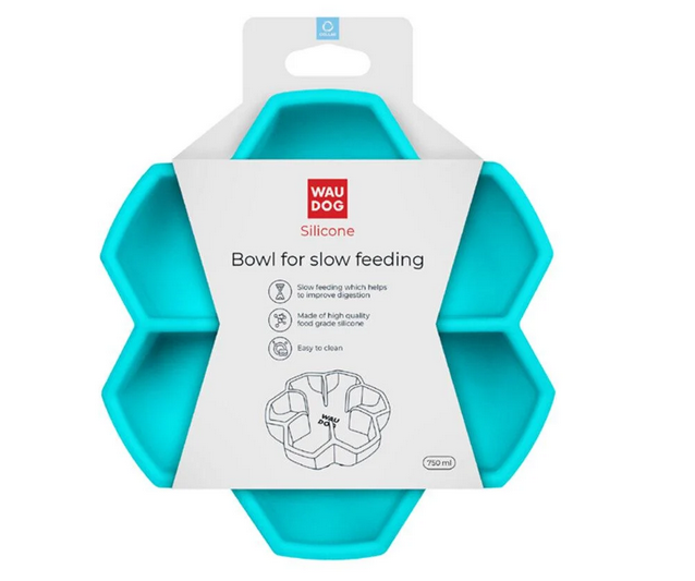 Миска для медленного кормления Collar WAUDOG Silicone 750 мл Голубой (Collar23542)