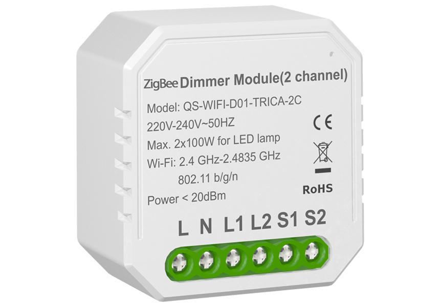 Умный выключатель-регулятор Tervix Pro Line ZigBee Dimmer 2 клавиши (436121)