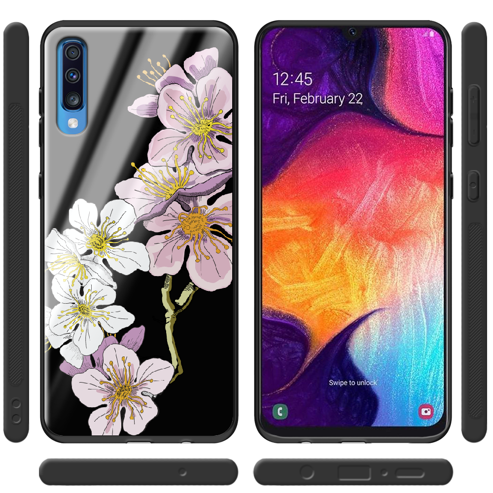 Чехол Boxface Samsung A705 Galaxy A70 Cherry Blossom Черный силикон со стеклом (36860-cc4-37740) - фото 2