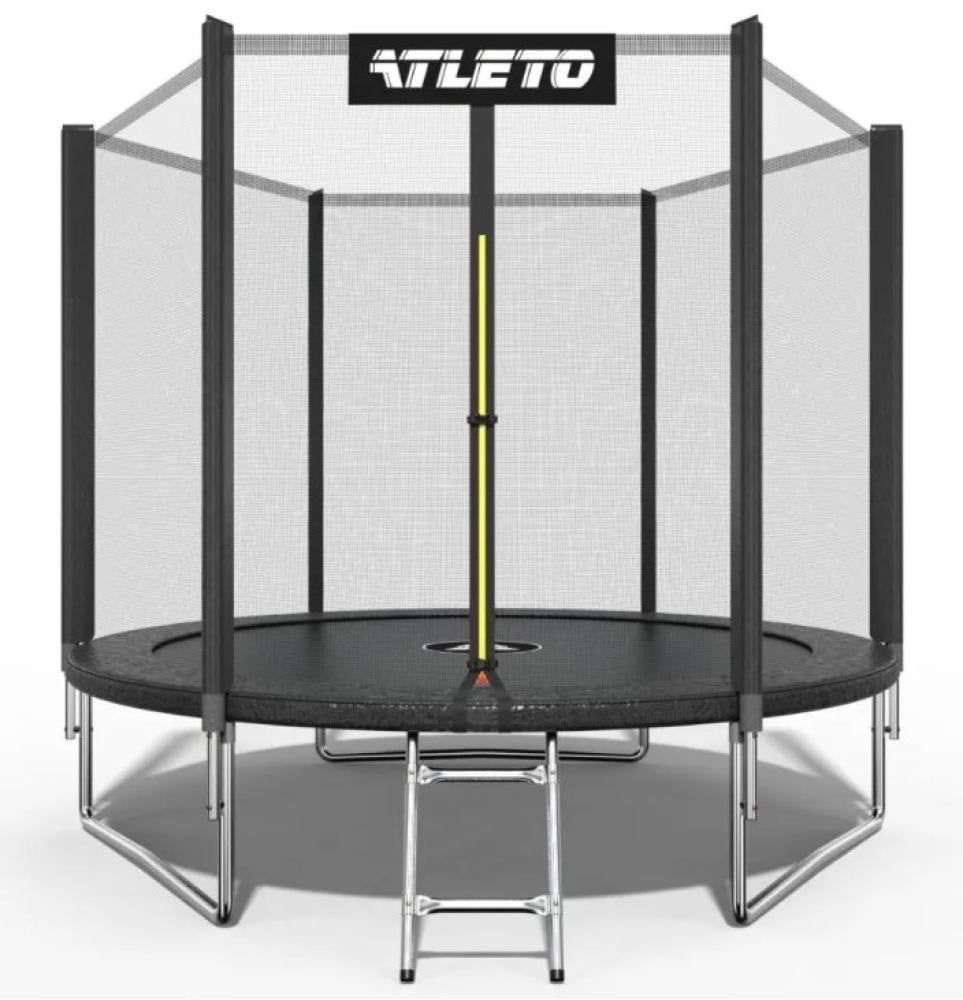 Батут детский для улицы и сада Atleto 8ft 252 см с наружной сеткой и стремянкой Черный (147-76-42400443)