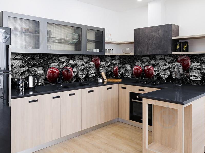 Скинали на кухню Zatarga "Вишни и Кубики Льда" 600х3000 мм виниловая 3Д наклейка кухонный фартук Z181712/2 Скинали на кухню Zatarga "Вишни и Кубики Льда" 600х3000 мм виниловая 3Д наклейка кухонный фартук Z181712/2