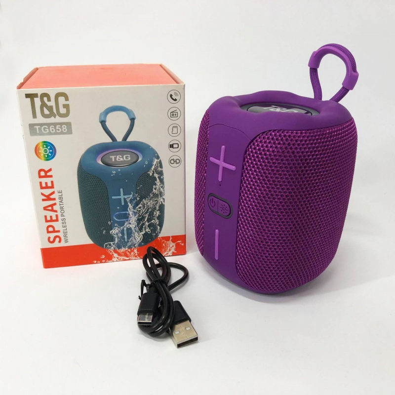 Колонка портативная TG 658 с RGB подсветкой Purple (tf4902) - фото 14