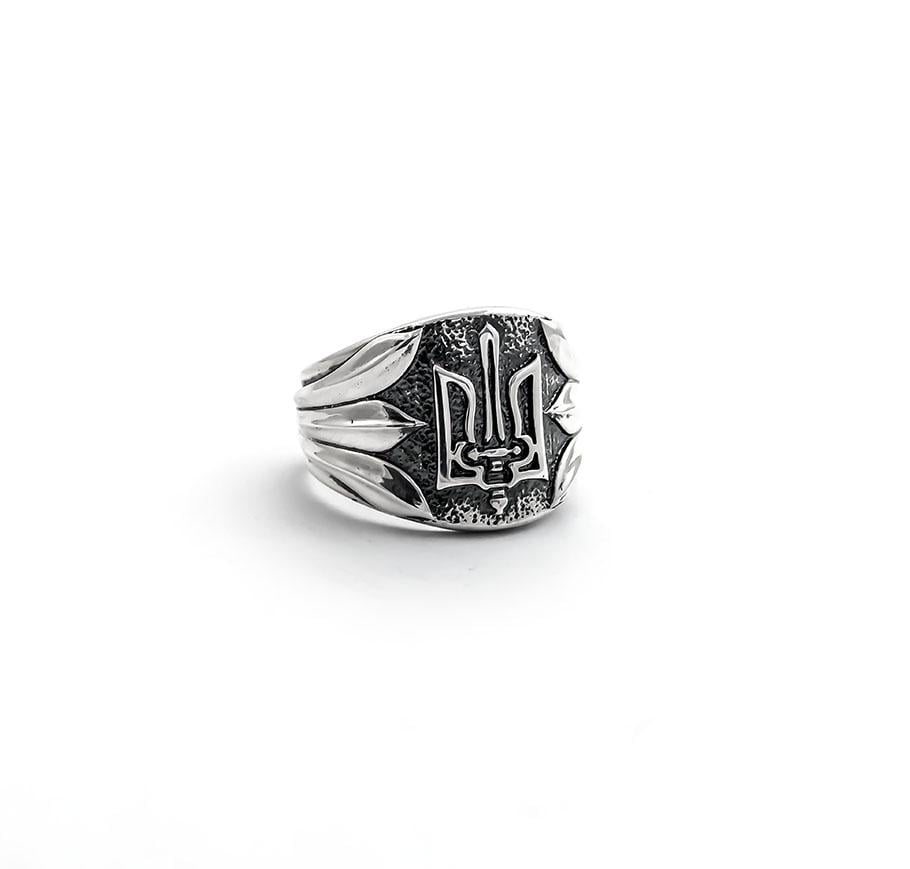 Печатка Maxi Silver 8256 SE с гербом Украины и чернением р. 21 (8825687)