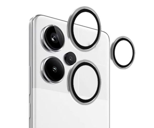 Защитное стекло с рамкой CD Pattern на заднюю камеру для Xiaomi Redmi Note 13 Pro Plus 5G Серебряный