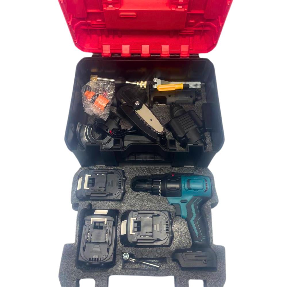 Набор аккумуляторных электроинструментов 5в1 мини пила/турбинка/шуруповерт/мойка/лобзик с 3 аккумуляторами (120.1723) - фото 2