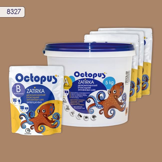 Фуга двухкомпонентная эпоксидная для плитки и мозаики Octopus 5 кг 8327 (8327-5)