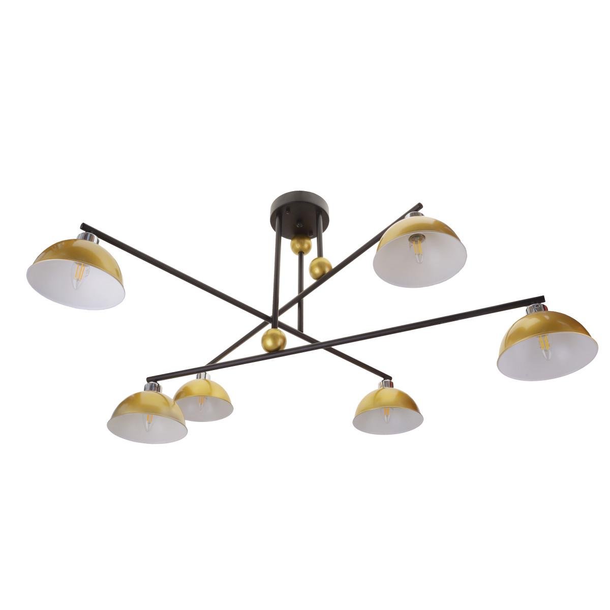 Потолочная люстра на 6 лампочек лофт Brille BR-01 623С/6 E27 BK/G