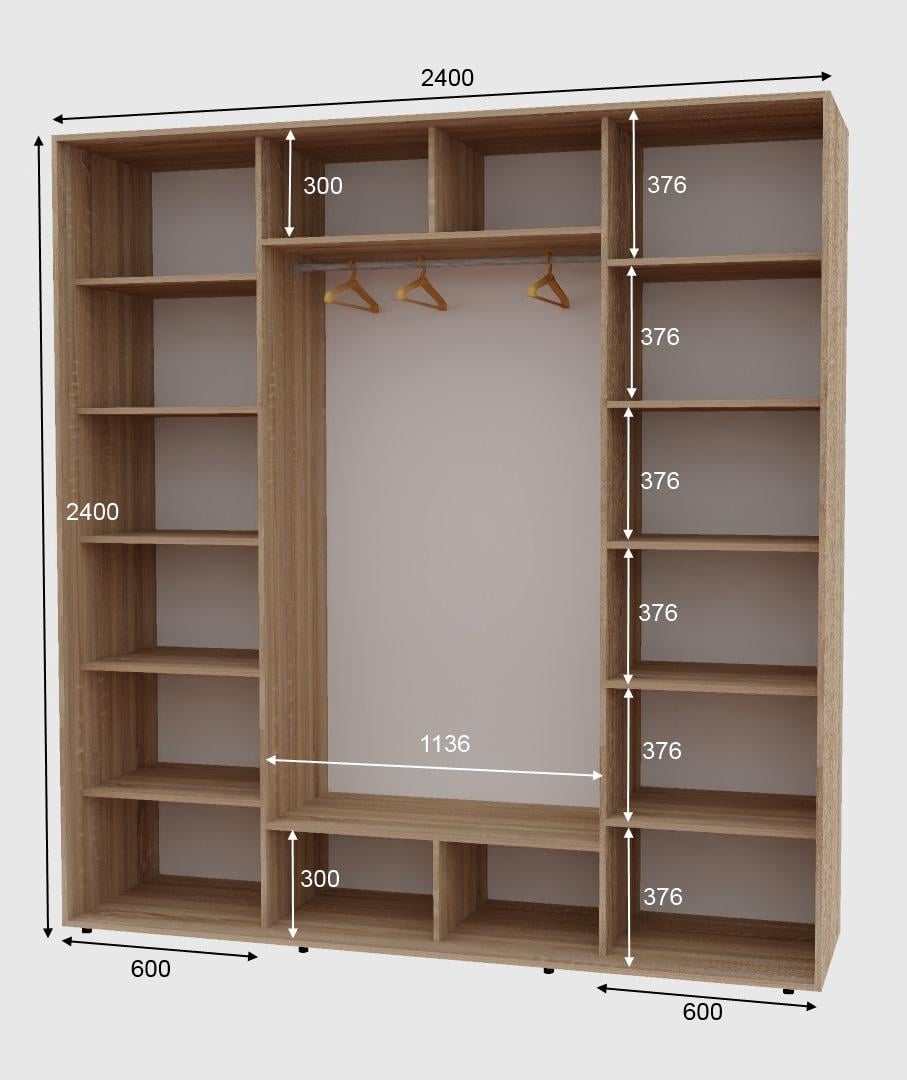 Шафа-купе тридверна Алекса ШК-05 Дзеркало наповнення 240х60х240 см Дуб Сонома - фото 2 Шафа-купе тридверна Алекса ШК-05 Дзеркало наповнення 240х60х240 см Дуб Сонома - фото 2