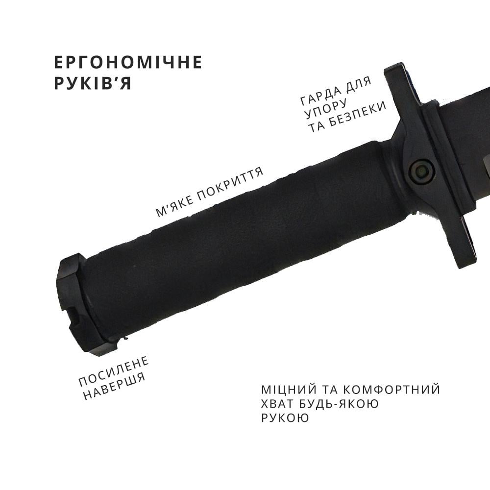 Ніж мисливський фіксований Drop-Point із серрейторним заточуванням та піхвами Чорний (6984127) - фото 3