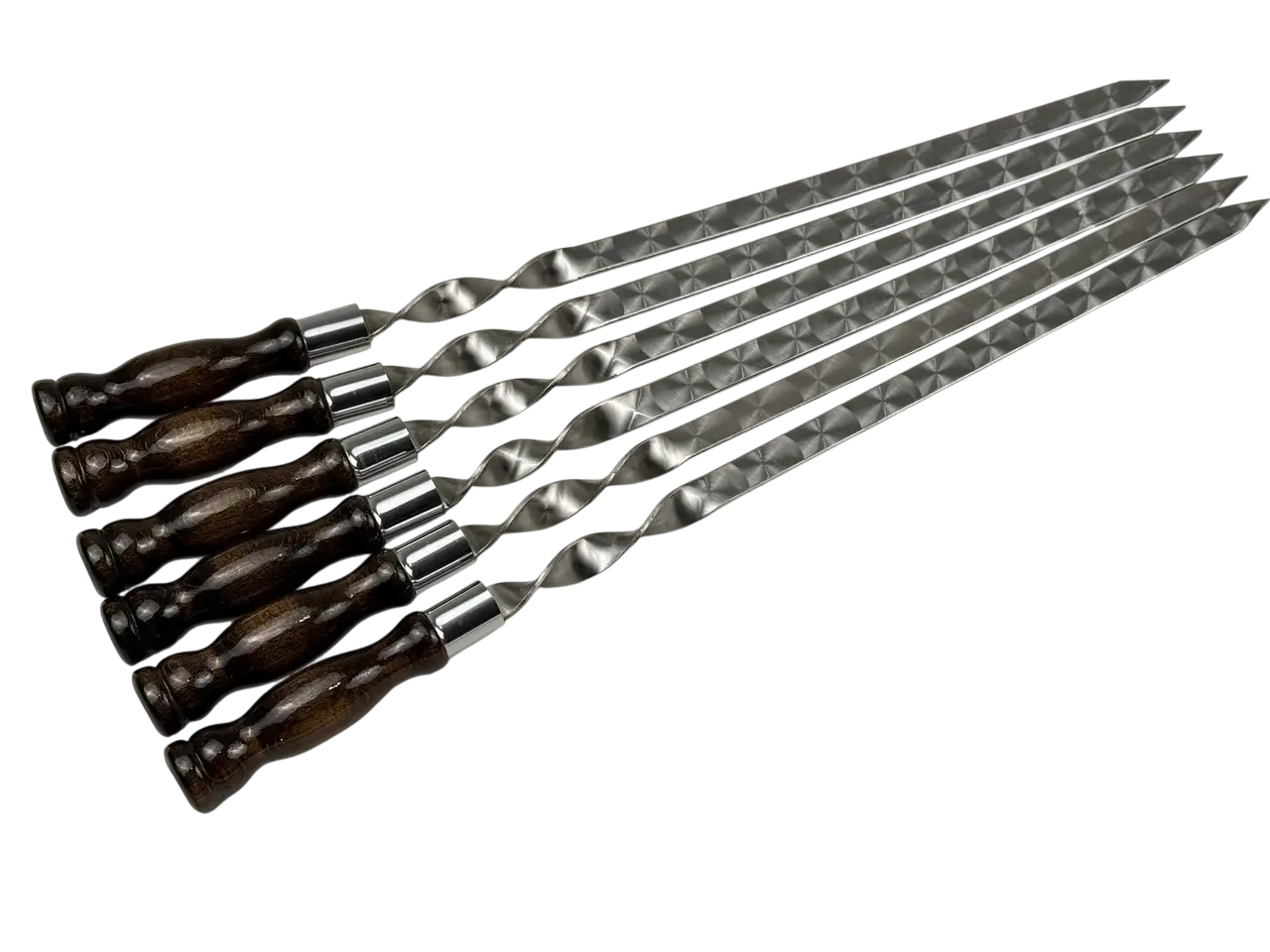 Набор шампуров для люля-кебаба GrillMaster SH-3108 из нержавеющей стали 3 мм деревянная ручка 65 см 6 шт. (10-164-SH-3108)