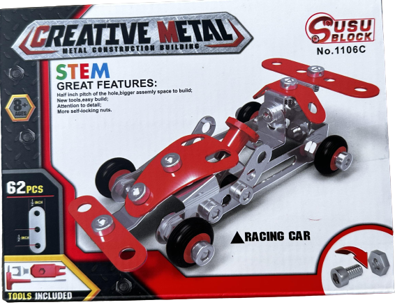 Конструктор Bambi Машины Гоночная металлический 59 деталей (1104-1106) Конструктор Bambi Машины Гоночная металлический 59 деталей (1104-1106)