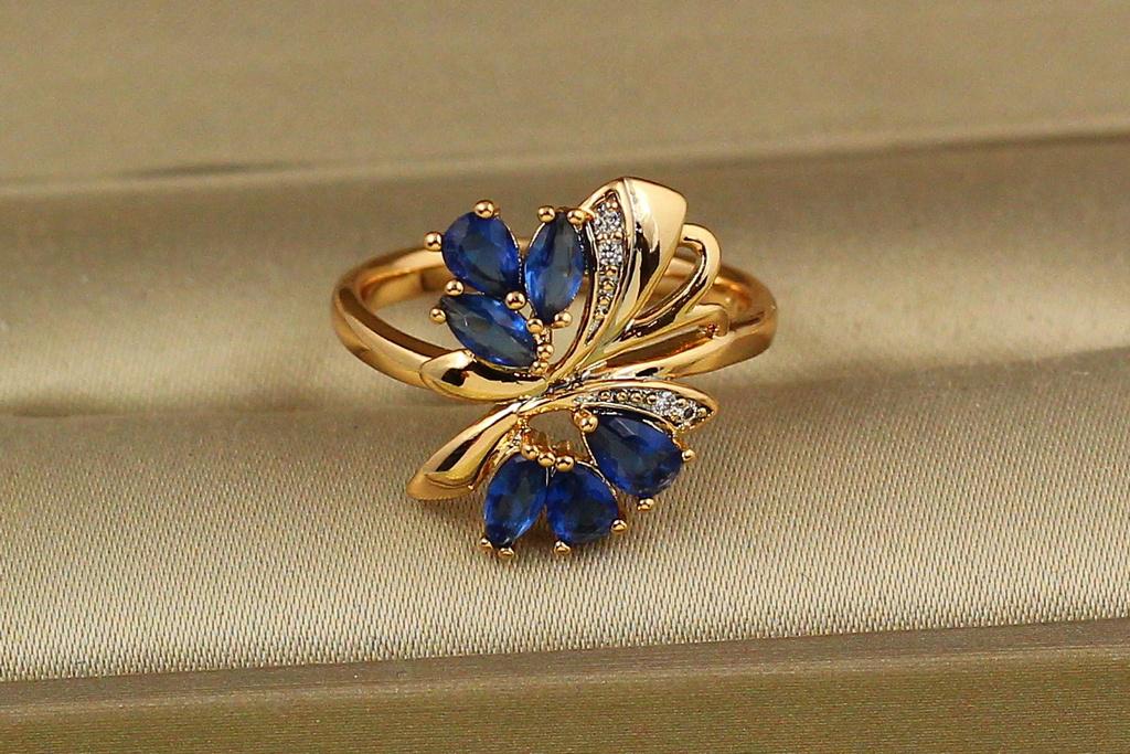 Кольцо Xuping Jewelry Крыльца с синими камнями р. 16 Золотистый (1503369312)