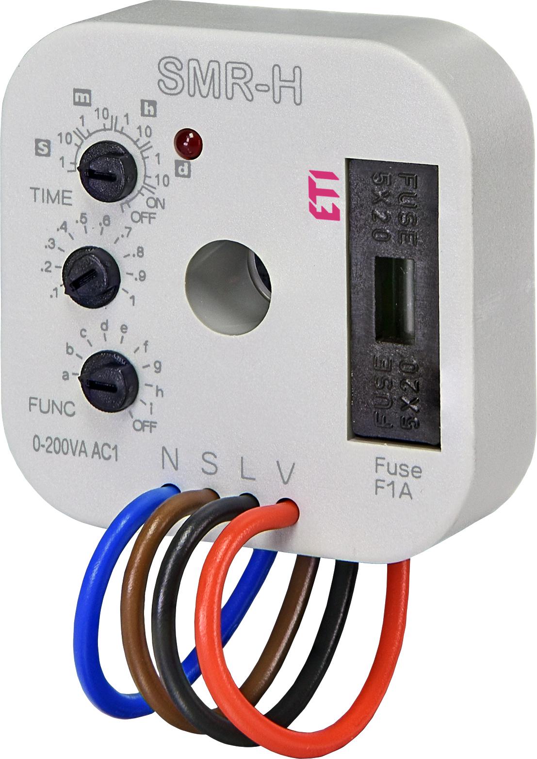 Реле времени многофункциональное ETI SMR-H 0,1с -10 дней задержка на выключение/включение 4-проводное (2470005)