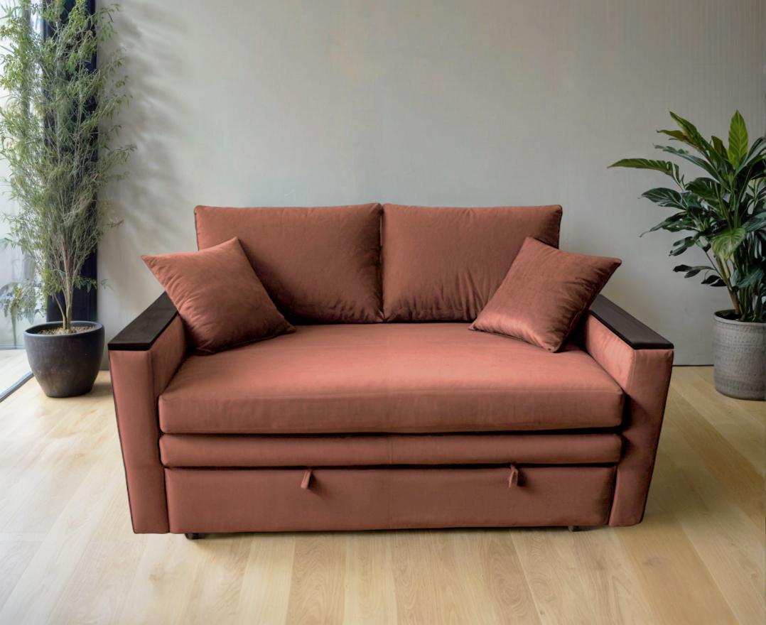 Диван-трансформер Tobi Sho Kubus-120 мягкий для гостиной велюр 1600х800х1000 мм Терракотовый - фото 3 Диван-трансформер Tobi Sho Kubus-120 мягкий для гостиной велюр 1600х800х1000 мм Терракотовый - фото 3