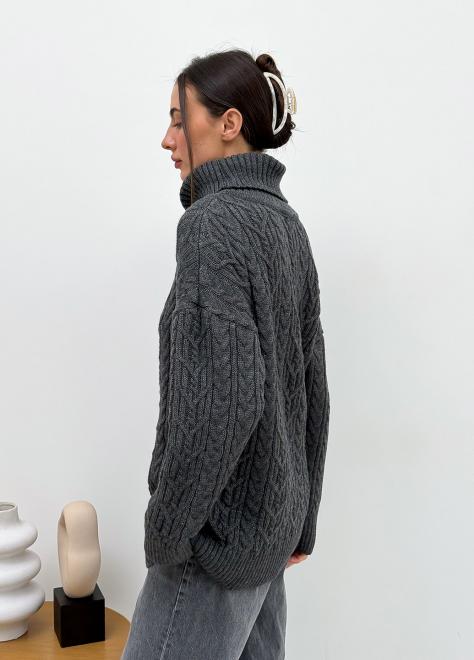 Светр з візерунком жіночий ART KNIT Олівія oversize Графітовий - фото 3 Светр з візерунком жіночий ART KNIT Олівія oversize Графітовий - фото 3