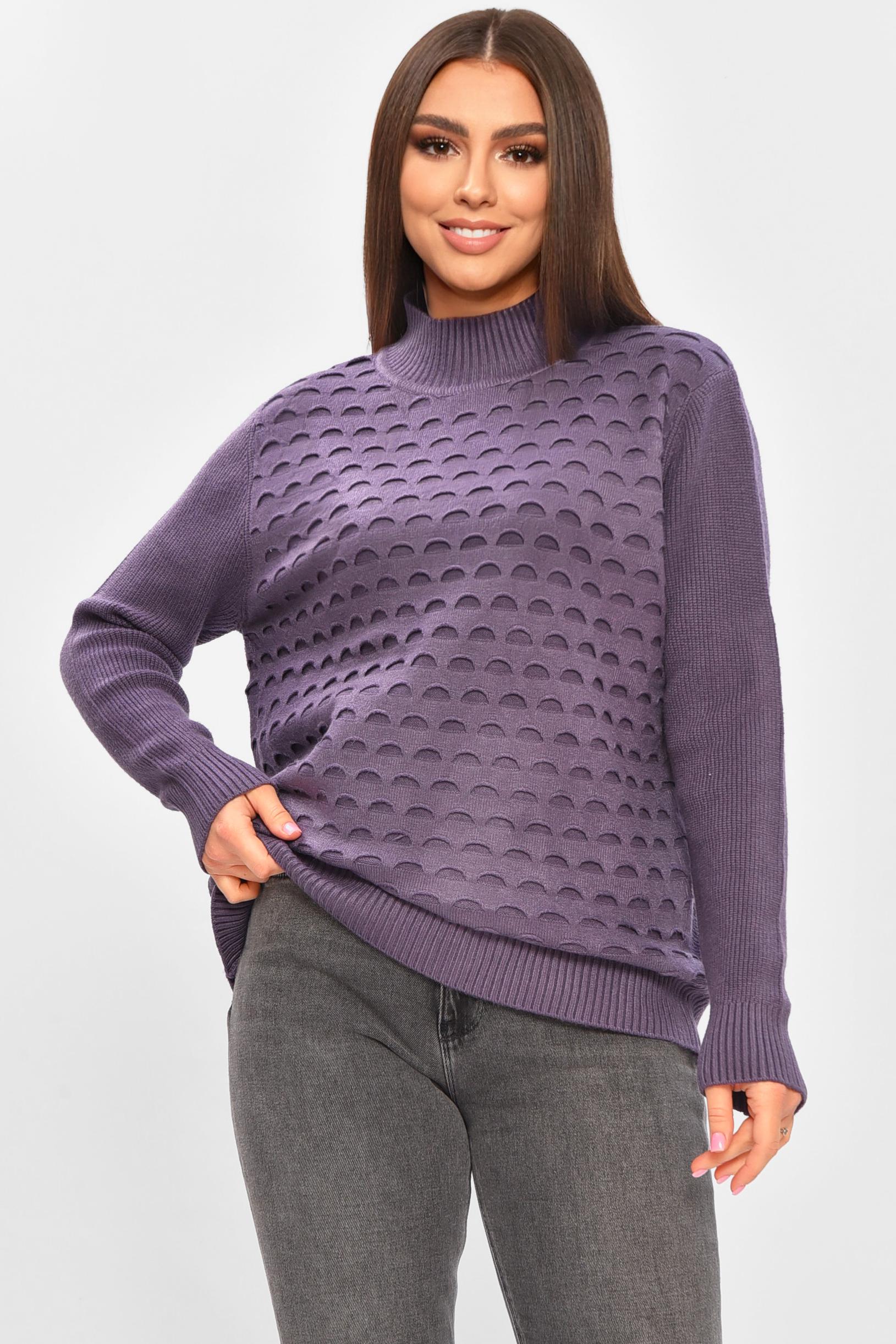 Светр жіночий 206592 однотонний XL-2XL Фіолетовий (206592_!335359_48-50) - фото 1 Светр жіночий 206592 однотонний XL-2XL Фіолетовий (206592_!335359_48-50) - фото 1