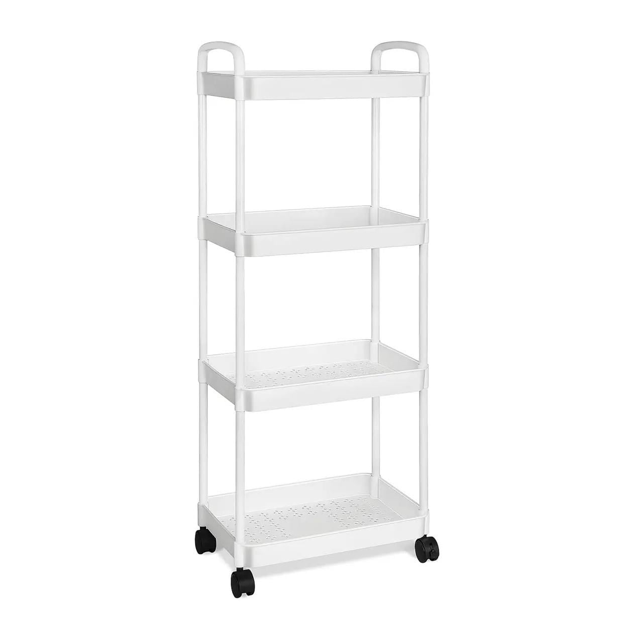 Етажерка підлогова RIAS JC606 на колесах 4 яруси 97x32,5x21,5 см White (3_08681)