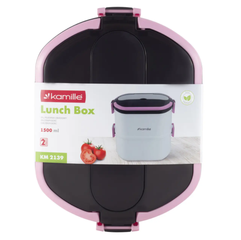 Ланч-бокс обеденный двойной Kamille KM-2139RZ 1500 мл Розовый (NA001935)