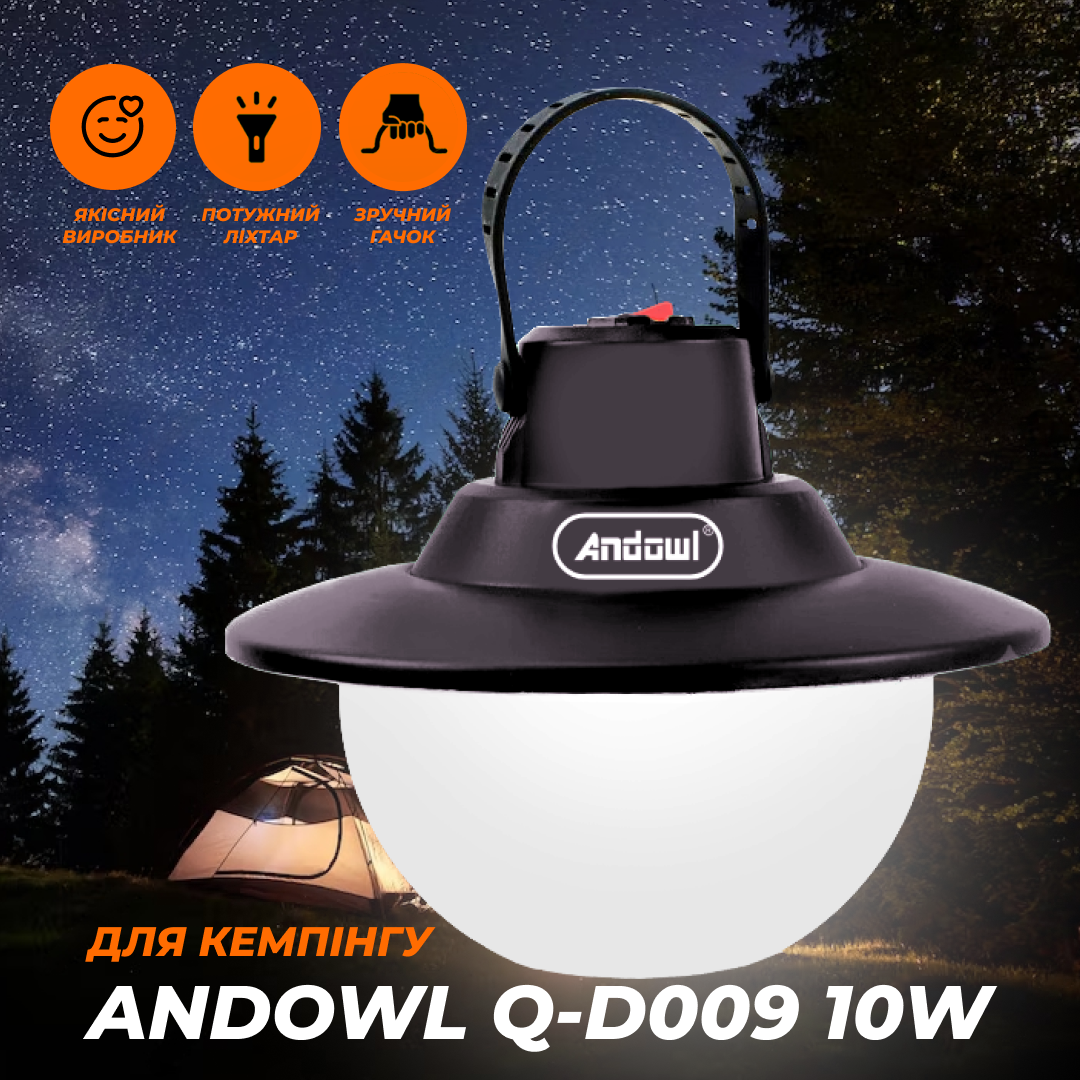 Светильник подвесной Andowl Q-D009 10W LED аккумуляторный Черный (b0733b09) - фото 2