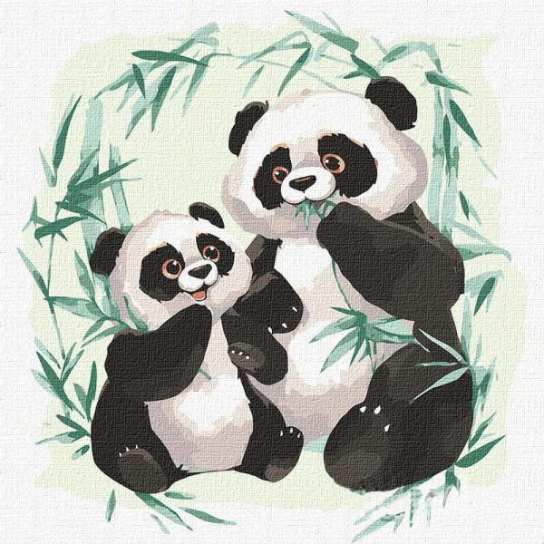 Картина по номерам Идейка Пандочка и мама 30х30 см в термопакете (КНО4241-mt)