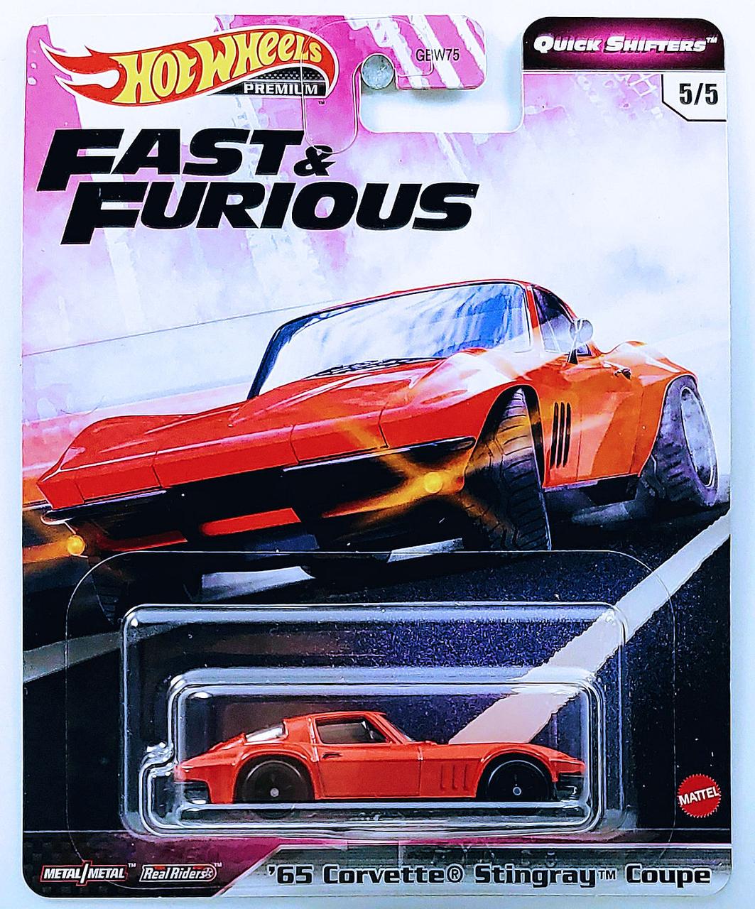 Игрушечная машинка Hot Wheels Premium 65 Corvette Stingray Coupe 2020 Fast & Furious 5/5 Quick Shifters (GJR78)