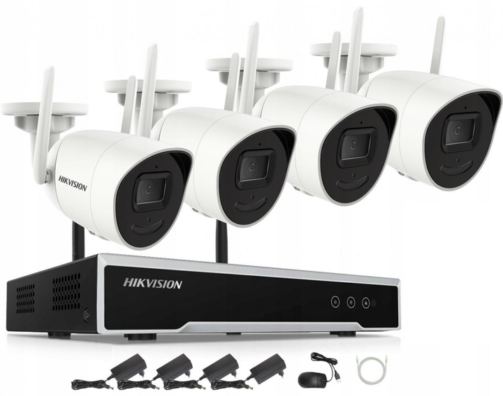 Комплект відеоспостереження на 4 камери IP Hikvision NK42W0HWi-Fi 2 Мп зі звуком (23300341)