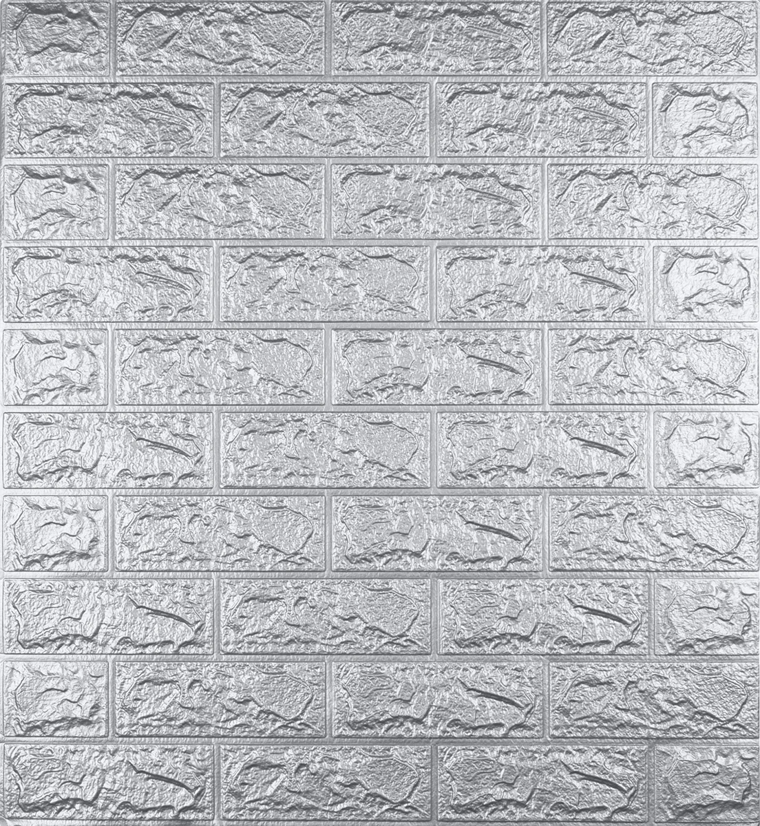 Самоклеюча 3D панель Sticker Wall декоративна під цеглу 700х770х5 мм Сріблястий