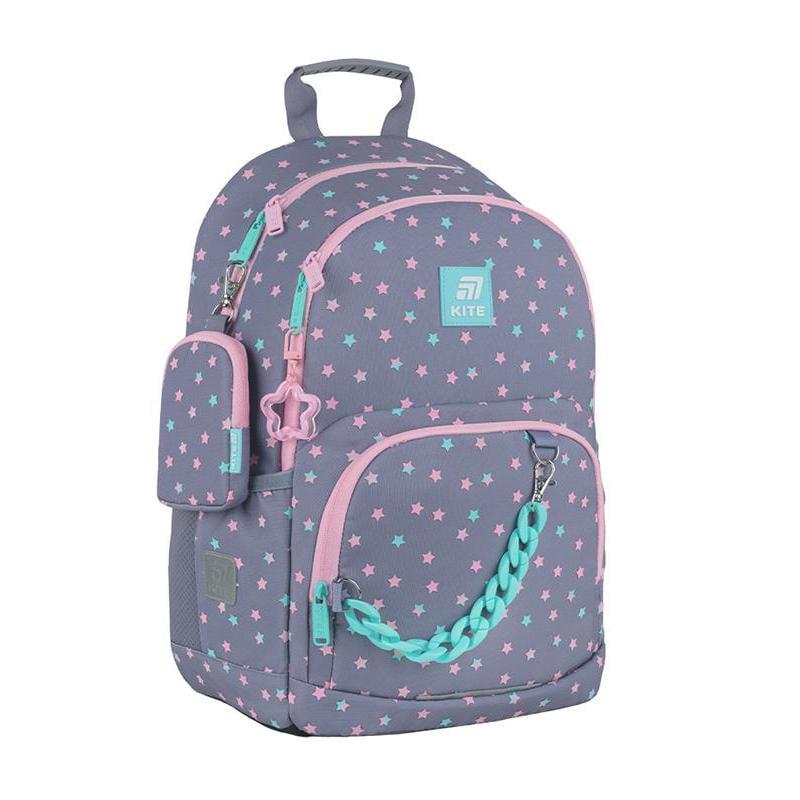 Рюкзак школьный KITE Education Kawaii Stars 40x29x14 см 12 л Серый (K25-585M-2)