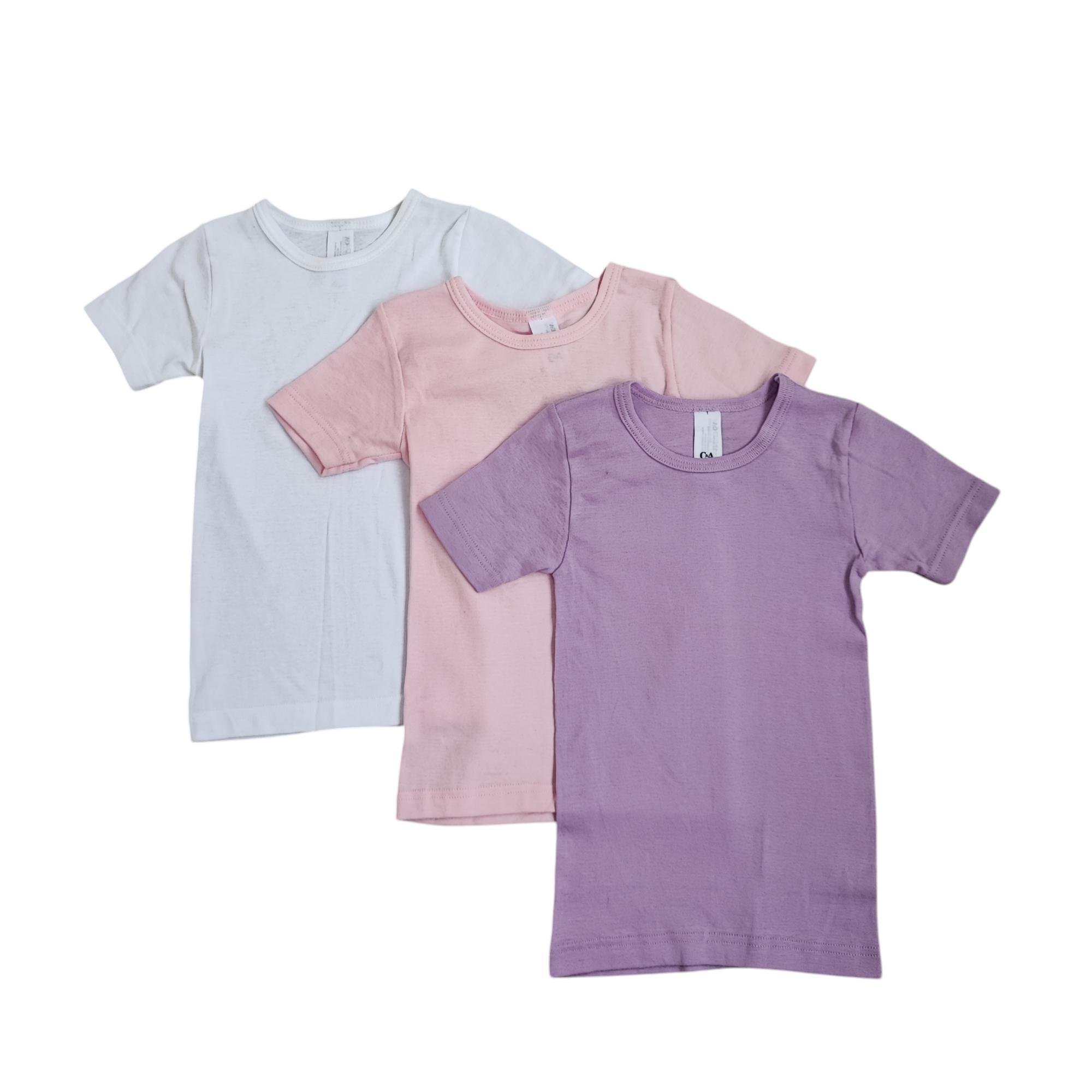 Набір дитячих футболок для хлопчика C&A 98-104 см 3 шт. Бузковий/Білий/Рожевий (250122008)