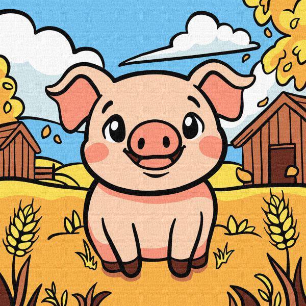 Картина за номерами Ideyka Милий порося 25x25 см (Id-KHO6294)