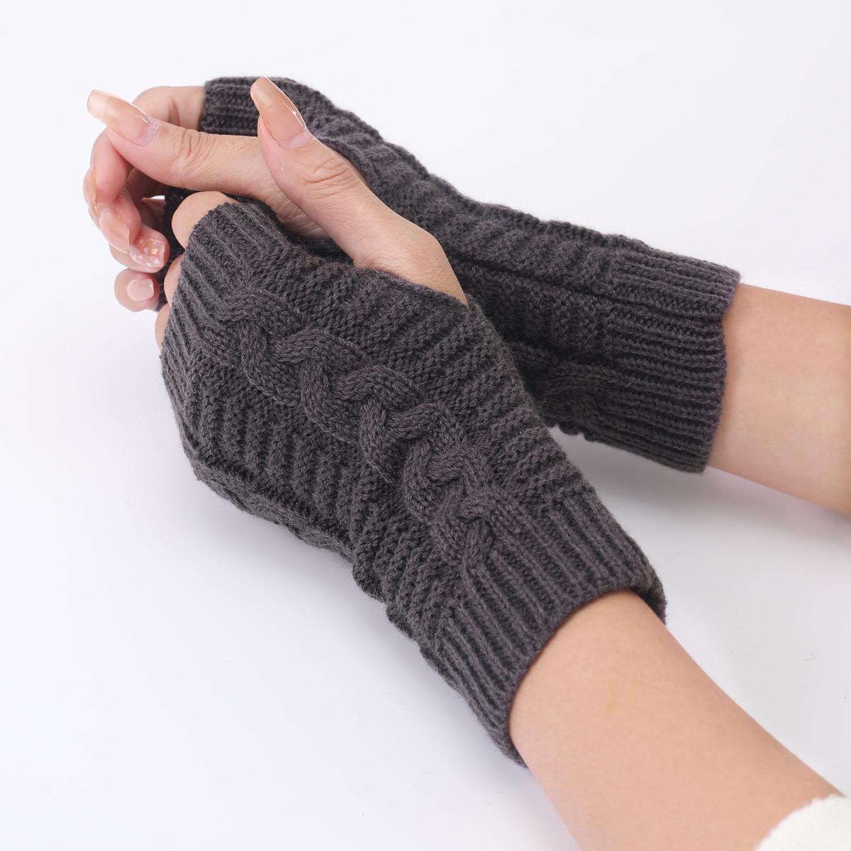 Мітенки короткі в'язані One size Темно-сірий (2328) - фото 1 Мітенки короткі в'язані One size Темно-сірий (2328) - фото 1