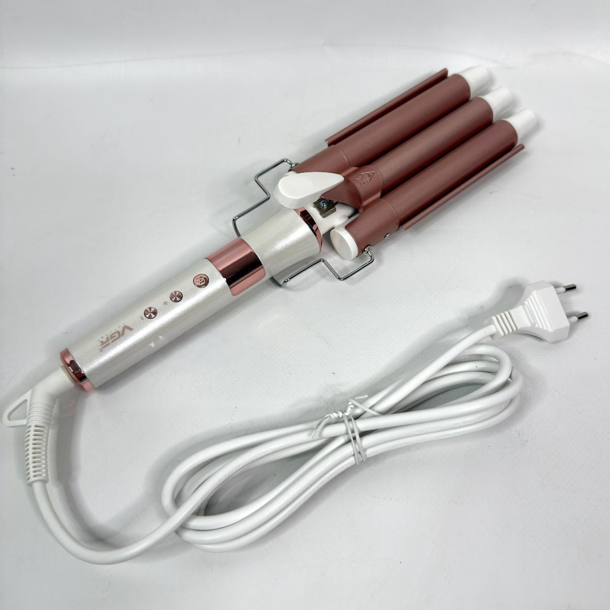 Плойка для волосся VGR керамічна на 3 хвилі (MV-599) Плойка для волосся VGR керамічна на 3 хвилі (MV-599)